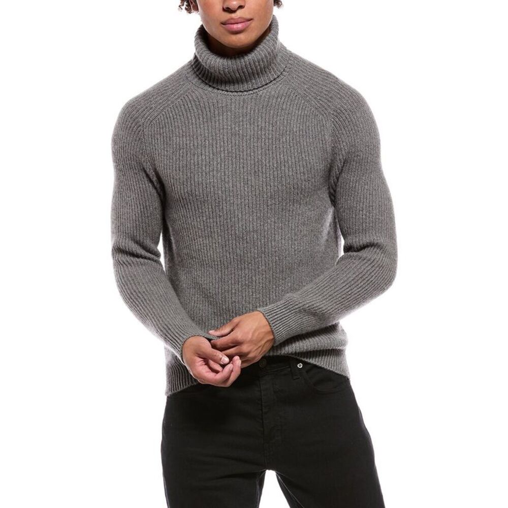 Isaia Mens  100% Cashmere Turtleneck Sweater, Grey